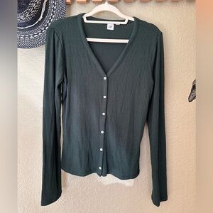 GAP Women's Olive Button Down Long Sleeve Shirt